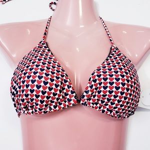 Jessica Simpson navy blue red swim top